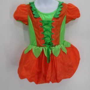 "NBC APPAREL" ORANGE & GREEN PUMPKIN HALLOWEEN TUTU DRESS COSTUME SIZE 4T